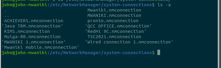 Listing all saved networks in Ubuntu terminal